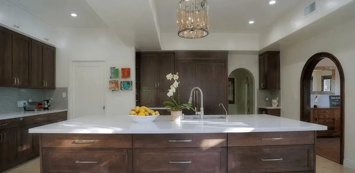 Cabinet refacing project with updated kitchen cabinets and island in Jersey City, NJ